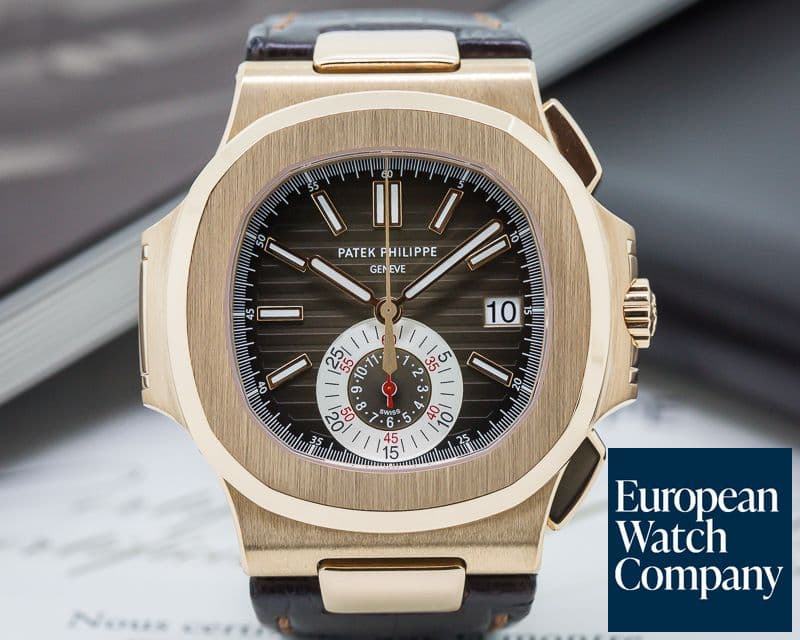 Image of Patek Philippe Nautilus Chronograph 18K Rose Gold / Brown Alligator 