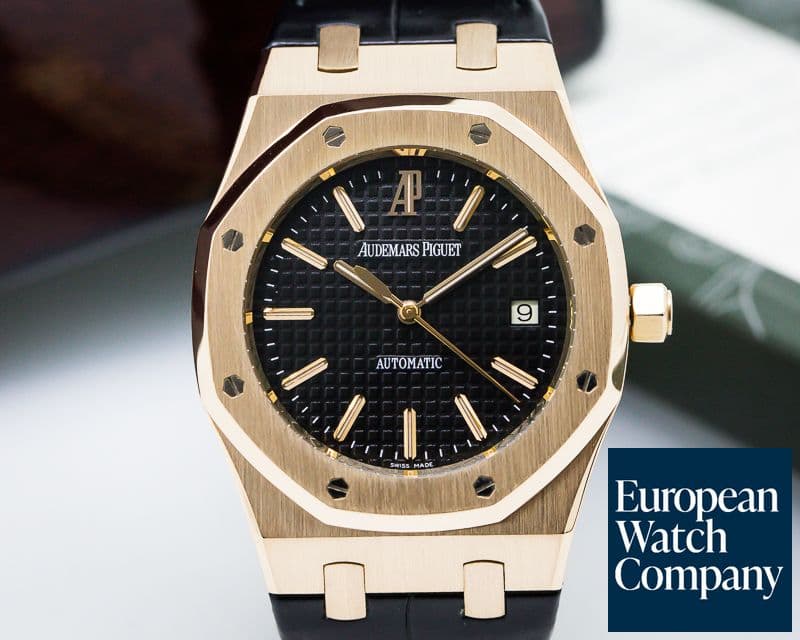 Image of Audemars Piguet Royal Oak Jumbo Black Dial 18K Rose Gold 