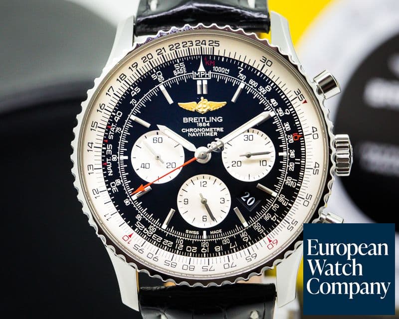 Image of Breitling Navitimer 01 Chronograph Black Dial Black Leather
