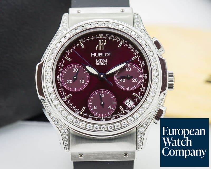 Image of Hublot MDM SS / Rubber Chronograph Diamond Bezel Purple Dial