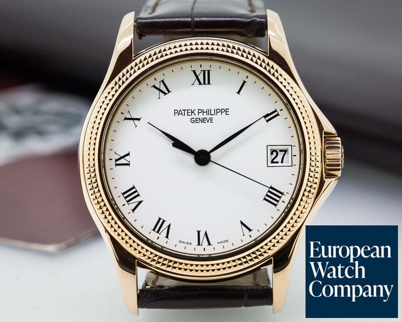 Image of Patek Philippe Calatrava 18K Rose Gold White Roman Hobnail