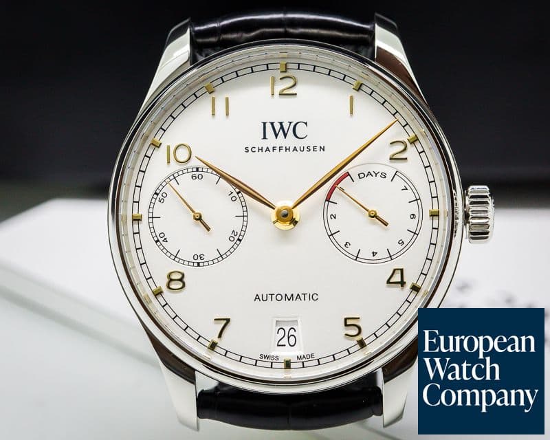 Image of IWC Portuguese 7 Day Automatic SS Silver Dial Rose Numerals 