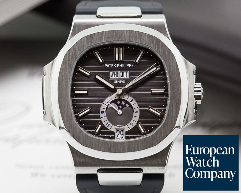 Image of Patek Philippe Nautilus Annual Calendar Moon SS Grey Dial 