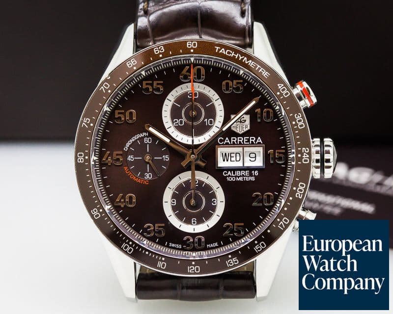 Image of TAG Heuer Carrera Day Date Chronograph SS Brown Dial / Brown Alligator 
