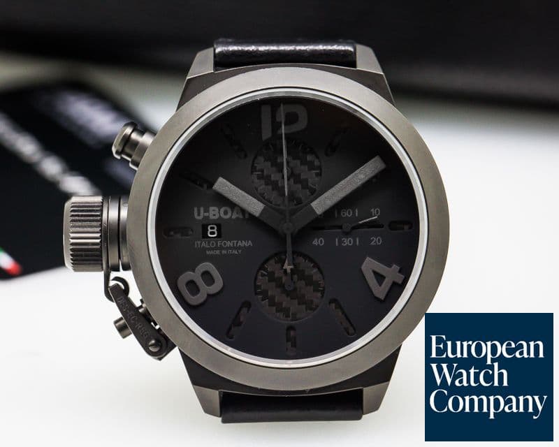 Image of U-Boat Classico CAB 4/45 Black SS/Carbon Fiber/Leather 45MM