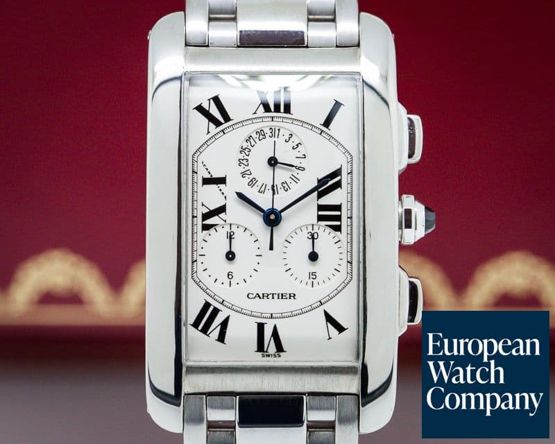 Image of Cartier Tank Americaine Chronograph 18K White Gold / Bracelet 
