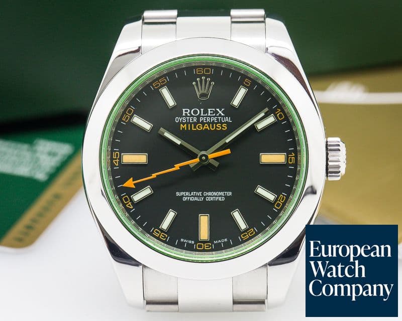 Image of Rolex Milgauss SS Black Dial Green Crystal

