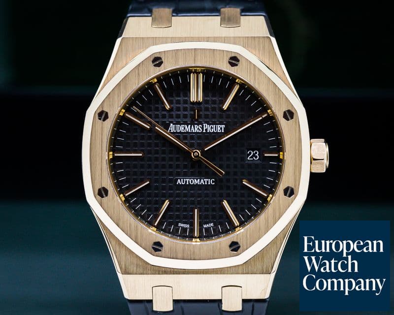Image of Audemars Piguet Royal Oak Jumbo Black Dial 18K Rose Gold 