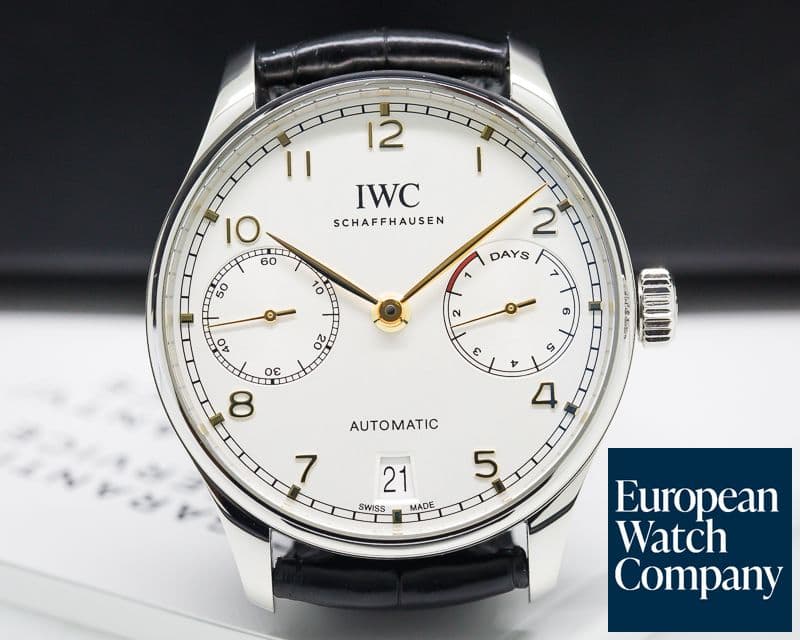 Image of IWC Portuguese 7 Day Automatic SS Silver Dial Rose Numerals 