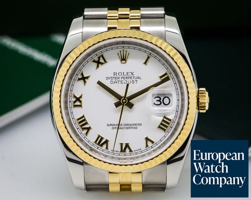 Image of Rolex Datejust White Roman Jubiliee Roman 18K / SS 