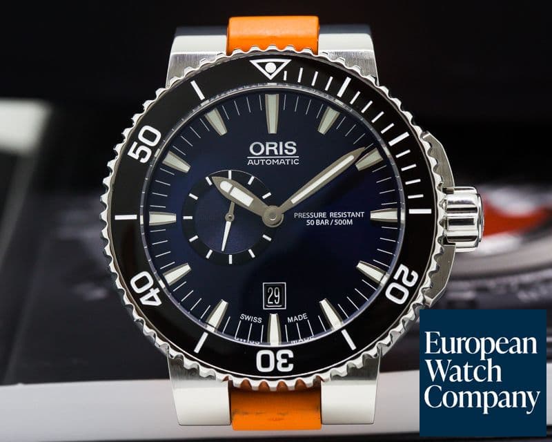 Image of Oris Aquis Small Second Date Blue Dial SS / Rubber