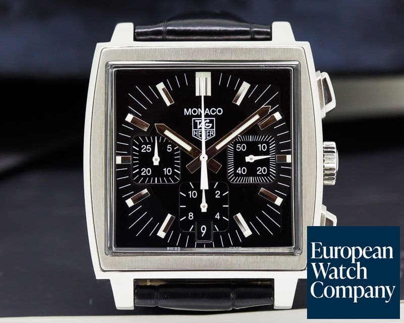 Image of TAG Heuer Monaco Chronograph Square SS Black Dial