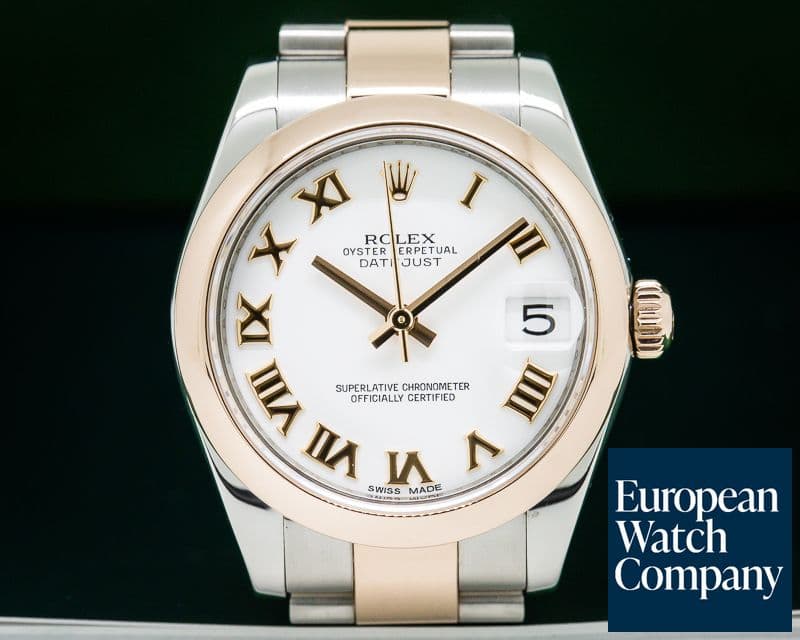 Image of Rolex Ladies Midsize Rolex Datejust White Roman SS / 18k