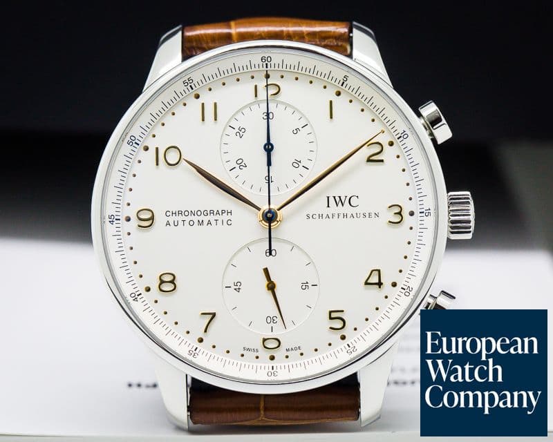 Image of IWC Portuguese Chronograph SS Silver Dial / Gold Numerals 