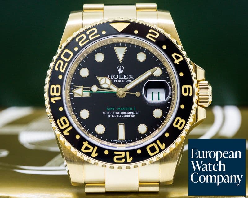 Image of Rolex GMT Master II Black Dial 18K Yellow Gold / Bracelet