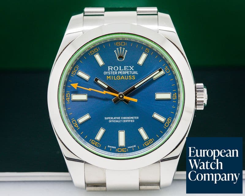 Image of Rolex Milgauss Blue Dial Green Crystal 