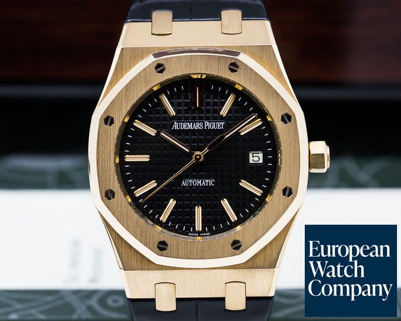 Image of Audemars Piguet Royal Oak Jumbo Black Dial 18K Rose Gold 