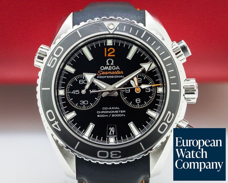 Image of Omega Planet Ocean Co-Axial Chronograph Black Dial SS / Rubber Strap