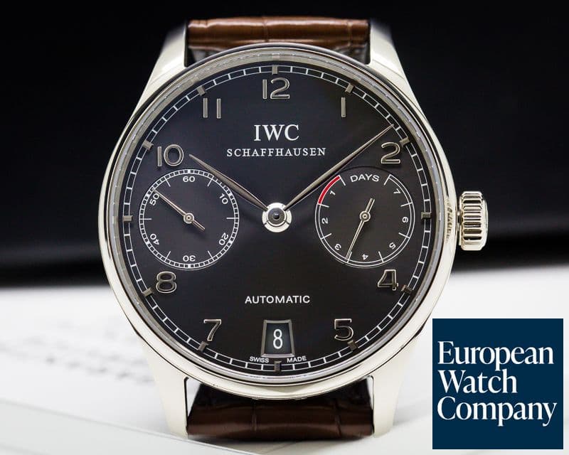 Image of IWC Portuguese 7 Day Automatic 18K White Gold / Grey Dial 