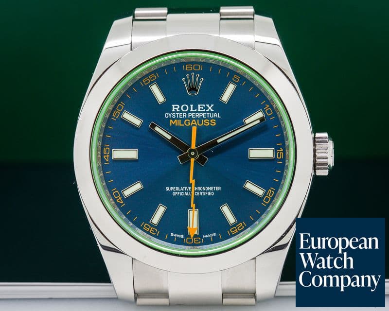 Image of Rolex Milgauss Blue Dial Green Crystal 