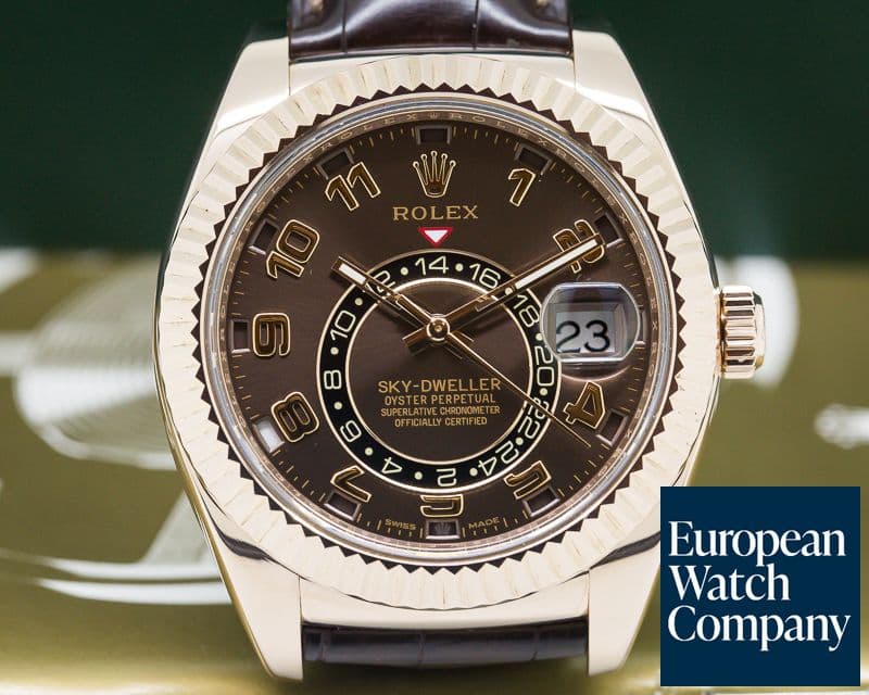 Image of Rolex Sky Dweller Chocolate Dial Rose Gold / Alligator  