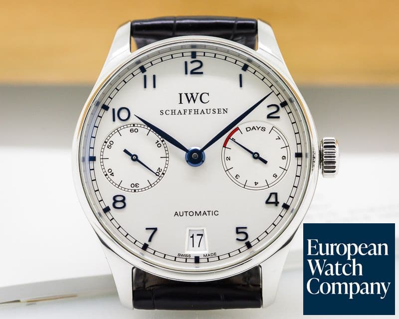 Image of IWC Portuguese 7 Day SS / Blue Numerals 