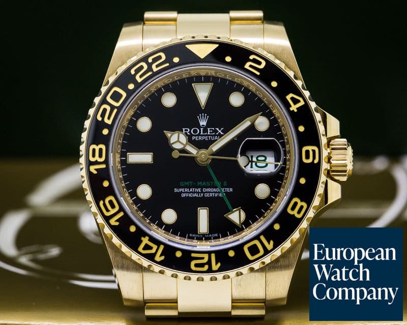 Image of Rolex GMT Master II Black Dial 18K Yellow Gold / Bracelet