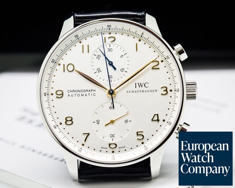 Image of IWC Portuguese Chronograph SS Silver Dial / Gold Numerals UNWORN