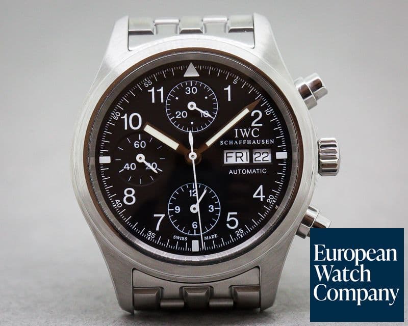 Image of IWC Pilot Chronograph Black Dial SS 