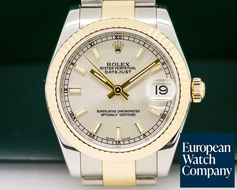 Image of Rolex Ladies Midsize Rolex Datejust Silver Stick SS / 18k