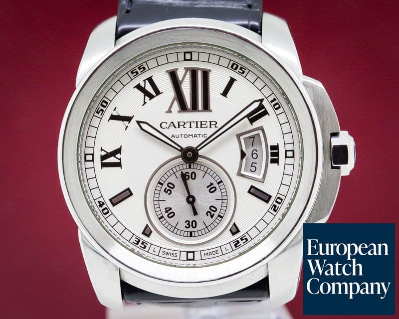 Image of Cartier Calibre de Cartier Silver Dial SS / Alligator 