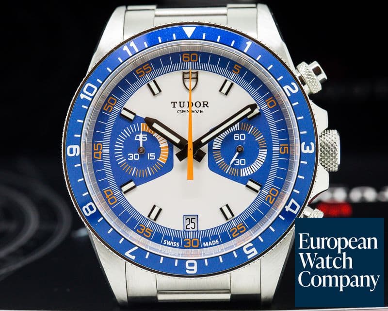 Image of Tudor Heritage Chronograph Silver Dial w/Blue Counters SS