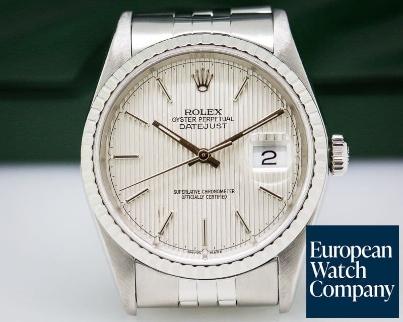 Image of Rolex Datejust Silver Tapestry Dial SS Jubilee