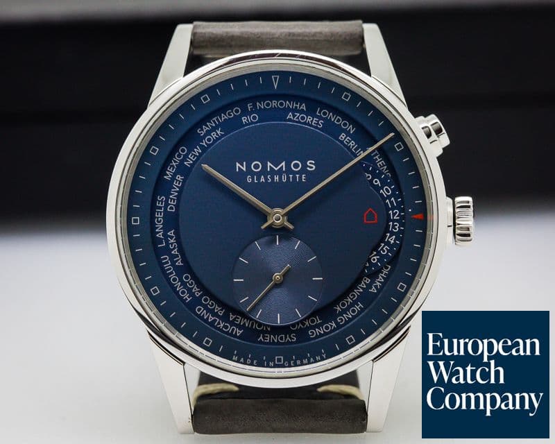 Image of Nomos Zurich "Weltzeit" True Blue SS / Leather 