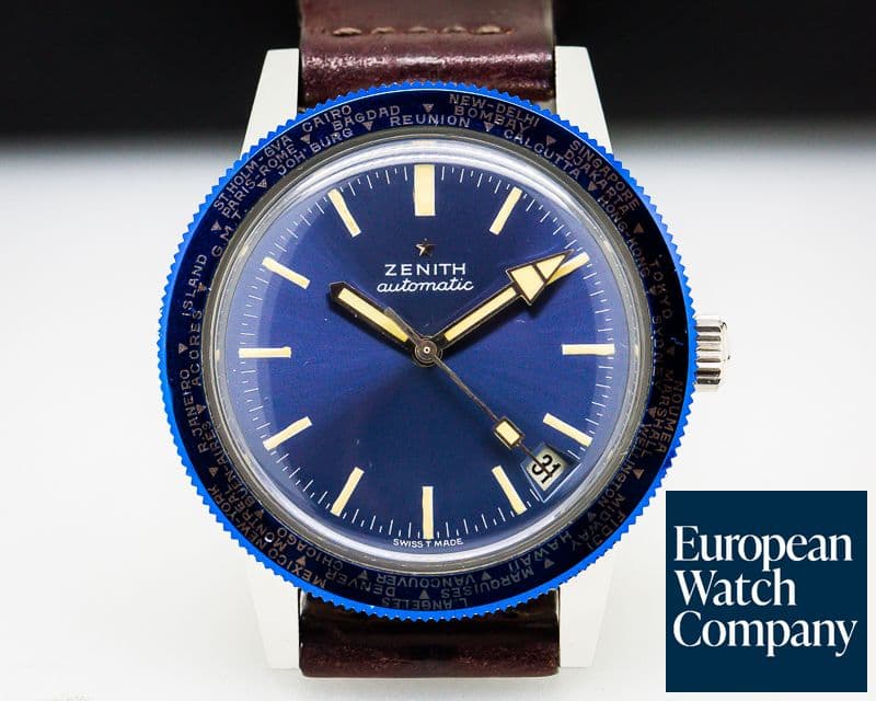 Image of Zenith Vintage Diver World Timer RARE SS Circa 1973 