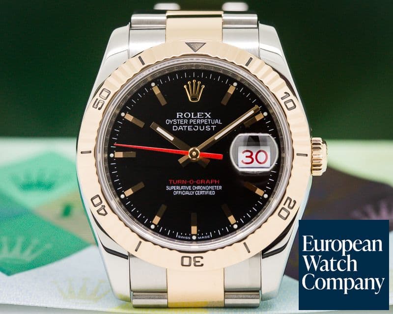 Image of Rolex Datejust Turn-O-Graph Black Dial SS / RG 