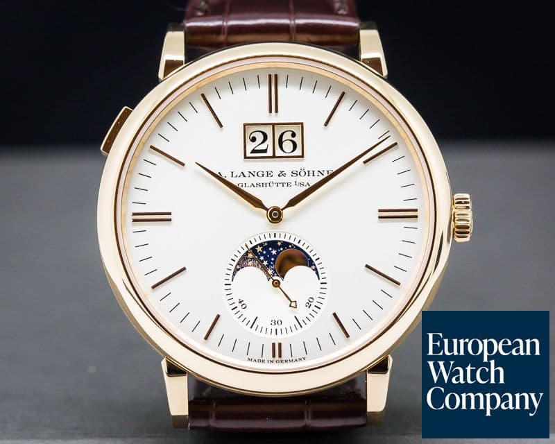 Image of A. Lange and Sohne Saxonia Moon Phase Automatik 18K Rose Gold / Silver Dial UNWORN