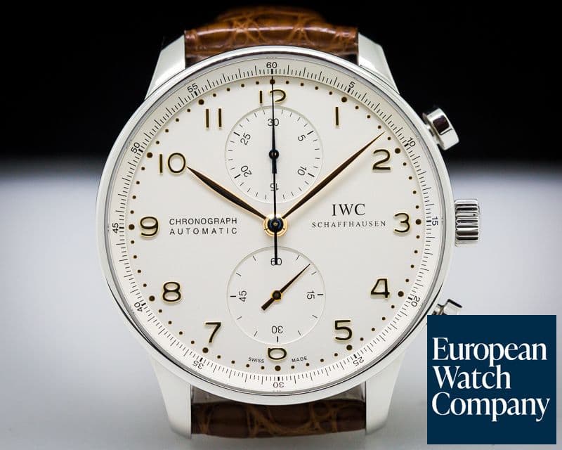 Image of IWC Portuguese Chronograph SS Silver Dial / Gold Numerals 