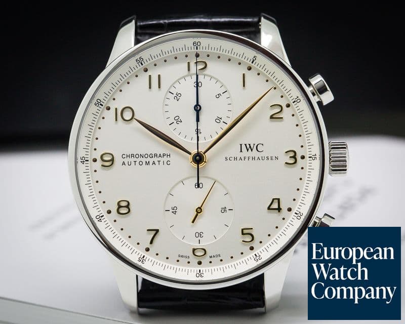 Image of IWC Portuguese Chronograph SS Silver Dial / Gold Numerals 