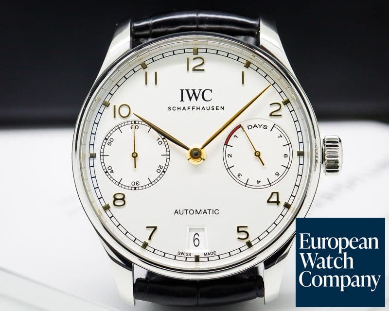 Image of IWC Portuguese 7 Day Automatic SS Silver Dial Rose Numerals 