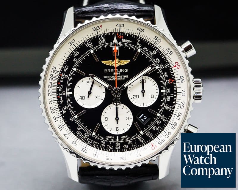 Image of Breitling Navitimer 01 Chronograph Black Dial Black Leather