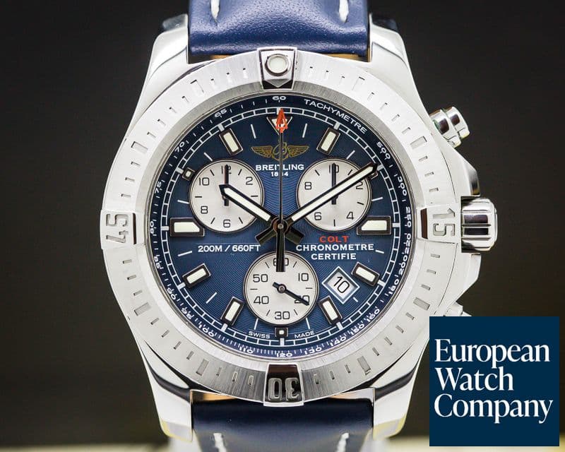 Image of Breitling Colt Chronograph Quartz Blue Dial SS / Leather