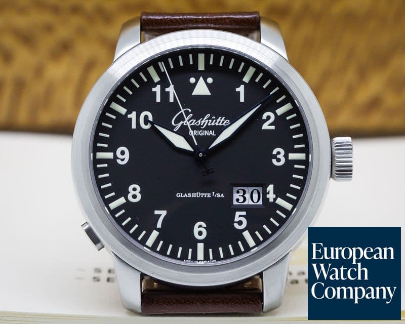 Image of Glashutte Original Senator Navigator Panorama Date SS Black Dial 