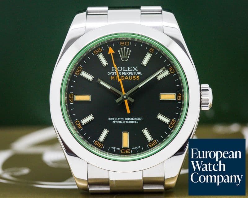 Image of Rolex Milgauss SS Black Dial Green Crystal
