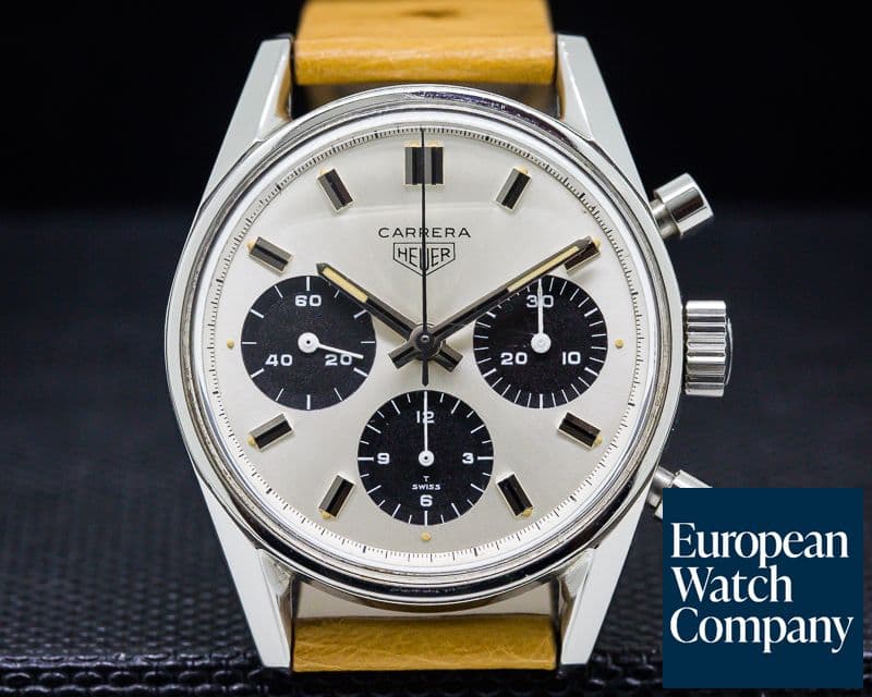 Image of Heuer Vintage Carrera Silver PANDA Dial Valjoux 72 Circa 1960s