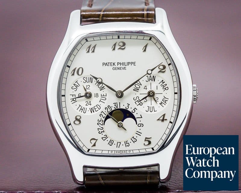 Image of Patek Philippe Perpetual Calendar Tonneau Platinum Silver Arabic Numerals