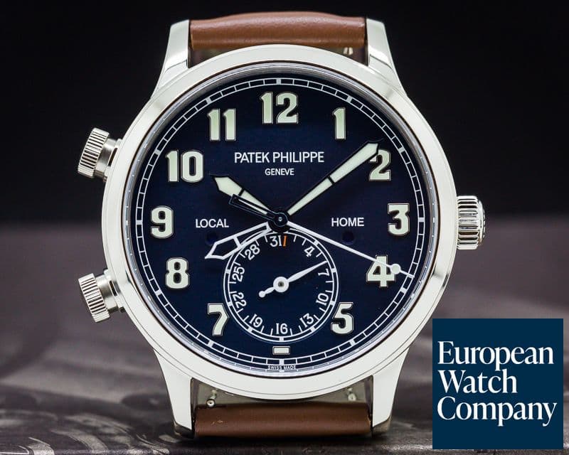 Image of Patek Philippe Calatrava Pilot Travel Time 18k White Gold UNWORN