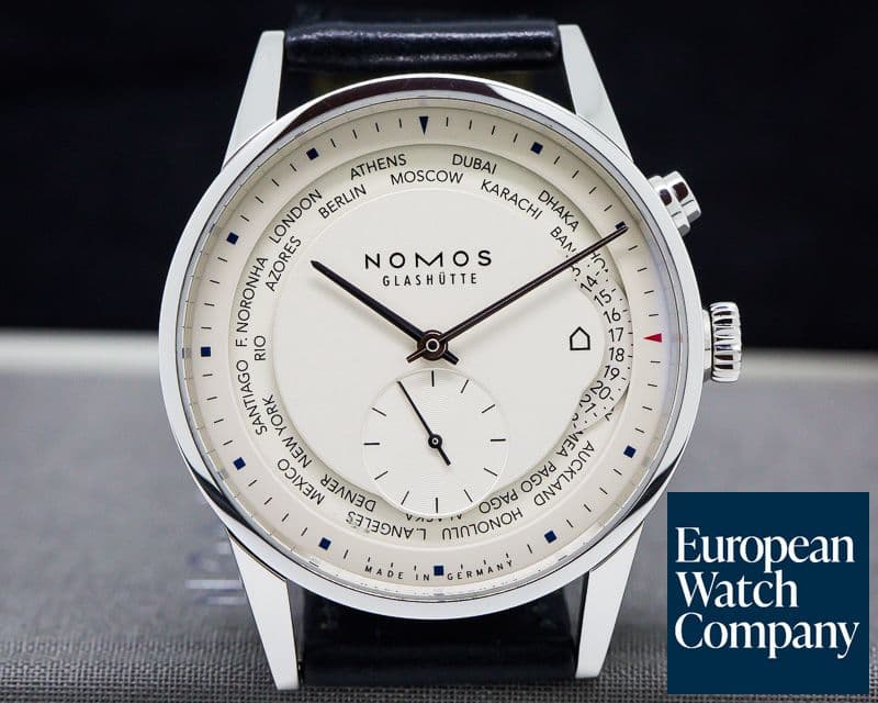 Image of Nomos Zurich "Weltzeit" SS / Leather 