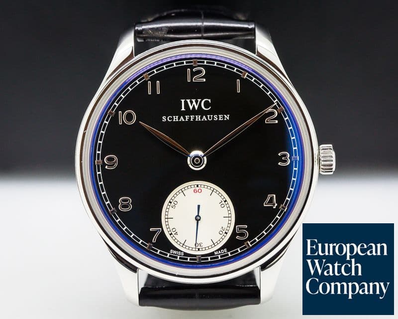 Image of IWC Portuguese Hand Wound SS Black Dial 