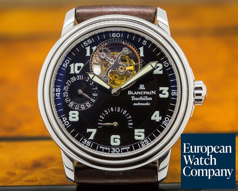 Image of Blancpain Tourbillon Automatic Black Military Dial SS RARE 